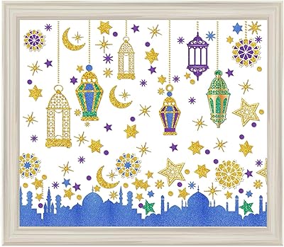 Autocollants de fenêtre ramadan mubarak pour l'aïd moubarak fournitures de fête décorations