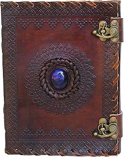 Cahier en cuir de 8 pouces avec pince en pierre pour écrire, carnet
