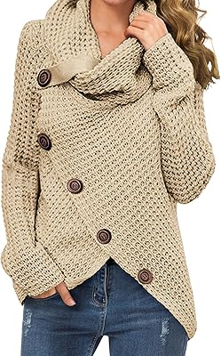 Pull chaud d'hiver à col roulé pour femme, tricot épais avec ourlet asymétrique