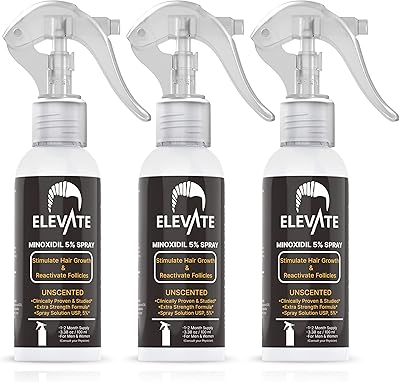 Spray pour la croissance des cheveux elevate 5% minoxidil - traitement professionnel extra