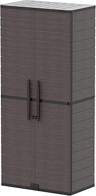 Armoire de rangement verticale longue en grain de cèdre cosmoplast, marron foncé