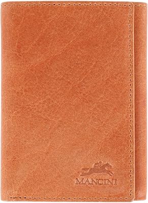 Portefeuille à trois volets en cuir rfid mancini bellagio pour hommes, miel, trois