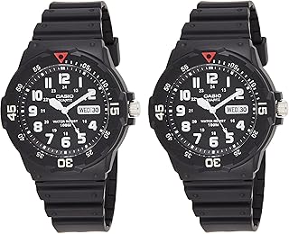 Montres unisexes noires casio his and her avec bracelet en résine mrw/lrw-200h-1b