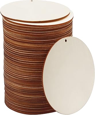 Cercles ronds en bois bruts curtzy avec trous (50 pièces)
