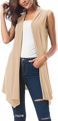 Cardigan ouvert sans manches pour femme avec ourlet asymétrique