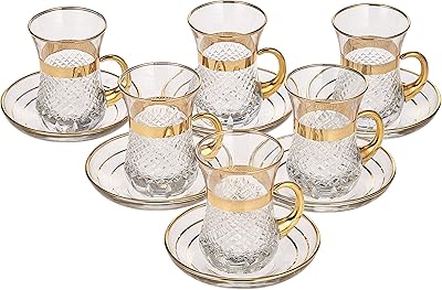 Ensemble de tasses à thé turques au design vintage apka, ensemble de 12