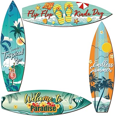 4 pièces panneau de planche de surf à suspendre au mur, décor