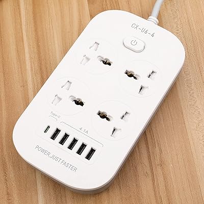 Multiprise de protection contre les surtensions tecom avec prise usb - prise plate