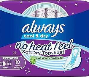 Always clean & dry maxi grandes serviettes hygiéniques épaisses et longues avec ailes, 10 serviettes. Des économies garanties sur chaque commande avec Diaytar
