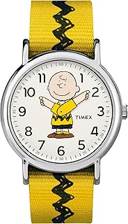 Montre weekender slip timex weekender 38 mm, collection peanuts, noir, nylon