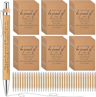 Ensemble de 36 stylos rétractables en bambou et cahiers de poche en kraft