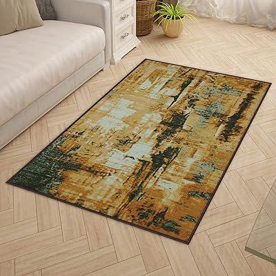 Story@home tapis antidérapant en polyester à poils moyens motif ethnique grunge pour salon