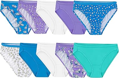 Sous-vêtements bikini en coton pour filles fruit of the loom (paquet de 10)