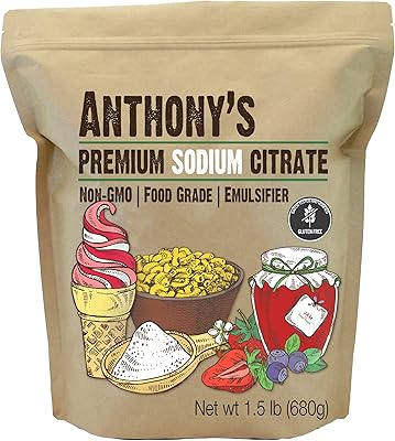 Citrate de sodium de qualité supérieure anthony's, 1,5 lb, sans ogm, qualité alimentaire