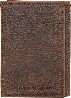 Lucky brand portefeuille à trois volets en cuir à double couture pour homme