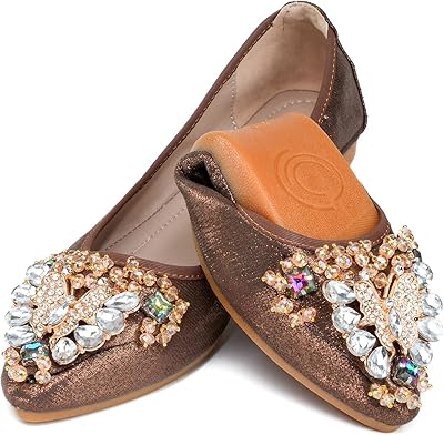 Ballerines plates pour femmes jolies chaussures à enfiler avec nœud en strass