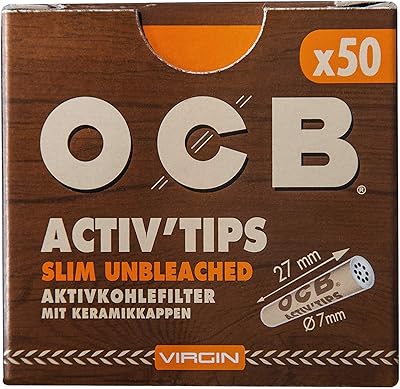 Ocb 18666 activtips slim filtres à charbon actif vierges non blanchis de 7
