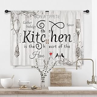 Riyidecor rideaux de cuisine de ferme rustique vintage en planche de bois courte