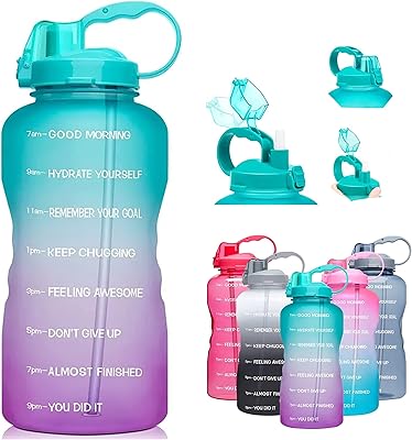 Bouteille d'eau de motivation de 1 gallon (3800ml) avec marqueur de temps