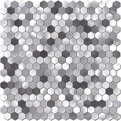Stickers muraux de cuisine auto-adhésifs penny, carreaux de mosaïque en métal penny hexagonaux