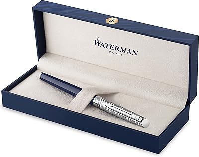 Stylo à bille waterman hemisphere | finition métallisée et bleue | capuchon gravé