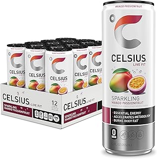 Celsius pétillant mangue passionfruit, boisson énergisante essentielle fonctionnelle 12 fl oz