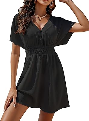 Maillot de bain pour femme col en v taille élastique cover-up pour la plage