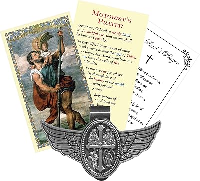 Médaille saint christophe pour voiture - avec carte de prière de l'automobiliste saint