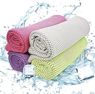 Serviettes de sport 4 pièces, serviettes rafraîchissantes, serviettes de glace en microfibre, serviettes
