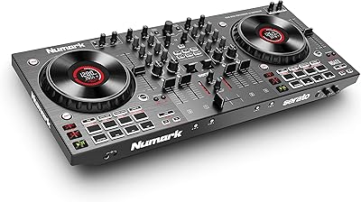 Contrôleur dj 4 canaux nomark ns4fx, roues tactiles avec écran, pads de performance