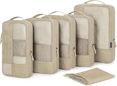 Cubes d'emballage de compression pour bagages, 6 ensembles de cubes de bagages