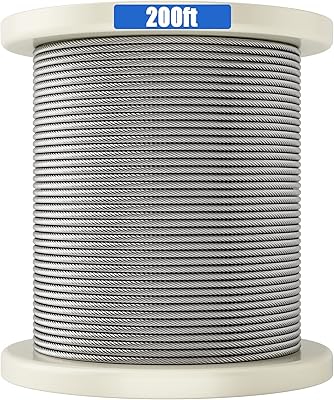 Future way 1/8\" 316 câble en acier inoxydable, câble métallique polyvalent de 200