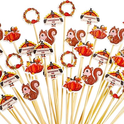 4,7 pouces pics à cocktail de thanksgiving bambou dinde citrouille cupcake toppers couronne écureuil nourriture de thanksgiving cure-dents pour la fête de thanksgiving décoration de gâteau alimentaire apéritifs (140 pièces). Trouvez tout ce dont vous avez besoin sur Diaytar Sénégal