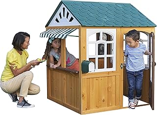 Maisonnette d'extérieur en bois kidkraft 405 avec vue sur le jardin, comprend un café ludique et des accessoires pour enfants. Diaytar : Des prix qui défient toute concurrence