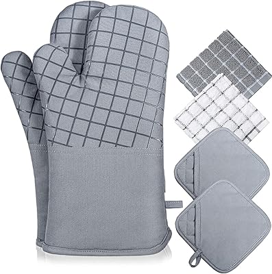 Ensemble de gants de cuisine et maniques four résistants à la chaleur