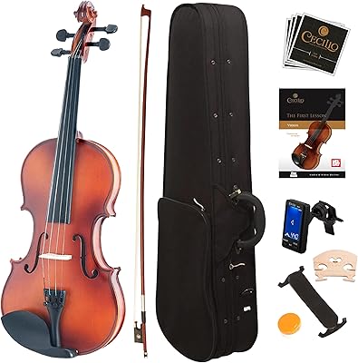 Violon mendini de cecilio pour enfants et adultes 4-4 mv300 en satin