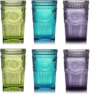 Kingrol 6 pièces ensemble de verres à boire vintage 12oz, tasses à eau