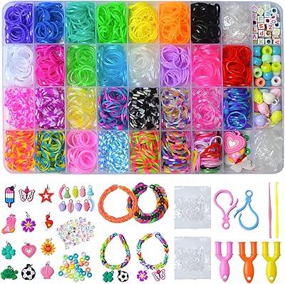 Kit d'élastiques à tisser, plus de 1600 élastiques arc-en-ciel, kit de fabrication