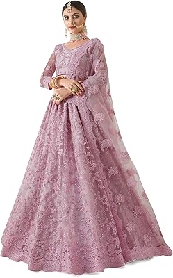 Fast fashions lehenga choli en maille semi-cousue pour femme (rose_taille unique), rose, taille