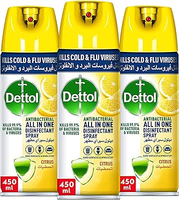 Spray désinfectant universel antibactérien dettol, parfum d'agrumes, 450 ml - lot de 3