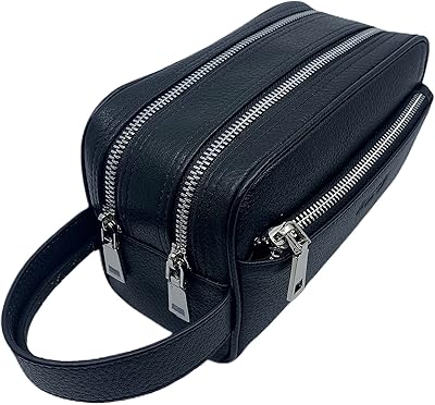 Trousse de toilette classique milano en cuir véritable pour voyage, pour téléphone portable