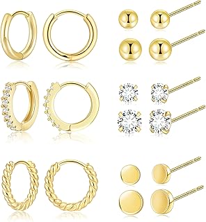 Boucles d'oreilles plaquées or 14 carats zancolas pour femmes, ensemble de petites boucles