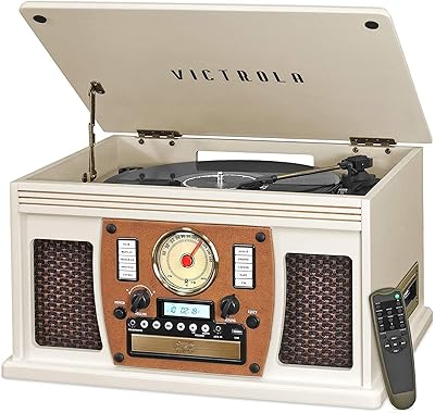 Tourne-disque et centre multimédia bluetooth 8 en 1 victrola, haut-parleurs stéréo intégrés - platine vinyle, diffusion de musique sans fil, bois véritable | blanc. Un océan de bonnes affaires sur Diaytar Sénégal