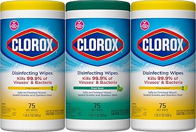 Lingettes nettoyantes désinfectantes clorox value pack, sans javellisant, 75 pièces chacune, paquet