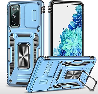 Housse d'appareil photo coulissante pour samsung galaxy s20, béquille avec anneau magnétique intégré à 360 degrés, coque de protection antichoc, bleu ciel. Gagnez du temps et de l'argent avec Diaytar