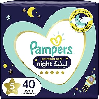 Couches pampers premium care pour une protection supplémentaire pendant le sommeil, taille 5