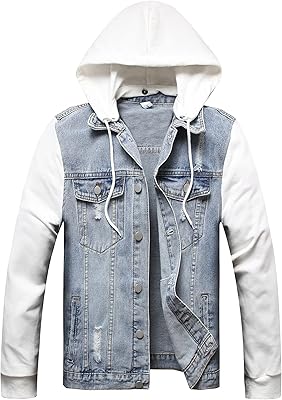 Veste en jean à capuche pour homme, veste en jean coupe slim décontractée