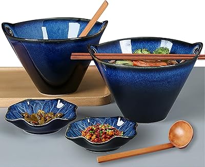 Bol miso de nouilles japonaises ramen udon farielyn-x (8 pièces, 28 oz) -ensemble