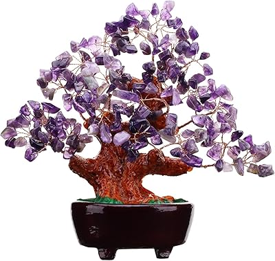 Arbre à argent en cristal violet de 7 pouces en pierre précieuse