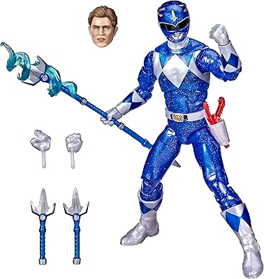 Figurine de collection power rangers lightning collection mighty morphin bleu métallisé